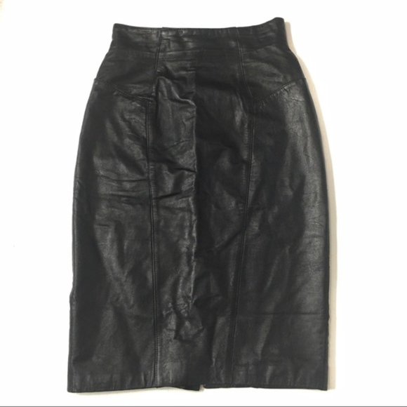 Vintage Dresses & Skirts - SOLD Byrnes & Bakers leather Skirt Sz 6